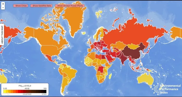 a map of the world with different colored areas