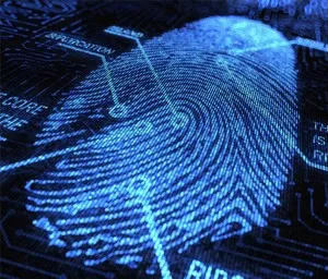 A close-up image showing fingerprinting technology being used to identify individuals