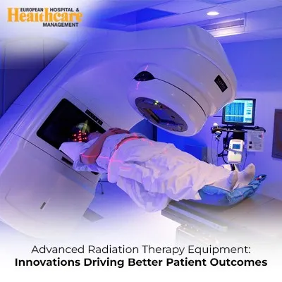 Patient undergoing a radiation therapy session with advanced medical equipment