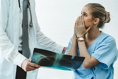 Healthcare doctor analyzing patient safety data