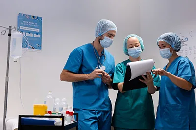 Surgical safety checklist being filled out