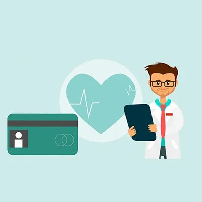 a man in a lab coat holding a tablet next to a heart monitor