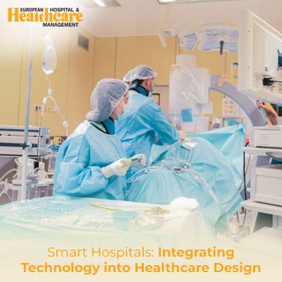 Healthcare professionals in a high-tech operating room, illustrating the concept of smart hospitals and the integration of technology into healthcare design