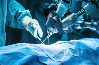 Healthcare professional using AI technology on a patient