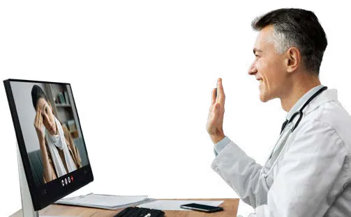 Illustration showing the progression of virtual healthcare technologies from early telemedicine to modern telehealth solutions